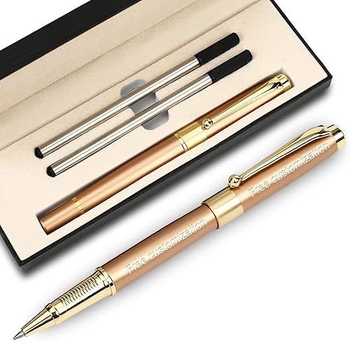 YIVONKA Bolígrafo personalizado, bolígrafo personalizado, con grabado, bolígrafo, bolígrafo de oficina, bolígrafo de repuesto mediano, tinta negra,
