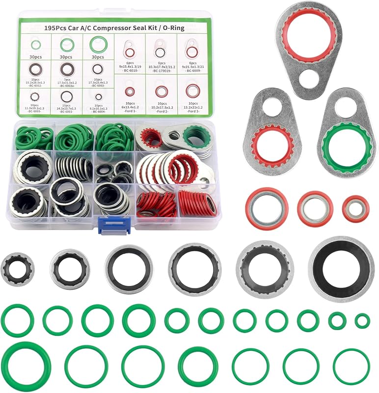 Kit de Anéis O para Ar-Condicionado Automotivo YGDMD com 195 Peças – NBR e Aço Carbono