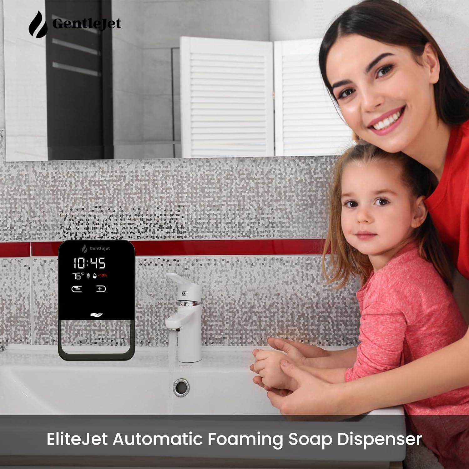 EliteJet Automatic Foaming Soap Dispenser Touchless - USB-C or Battery Powered, Aluminum Alloy Body, Wall Mount or Countertop, Digital Display, 5 Adjustable Foam Levels, 16.2 oz - Image 6
