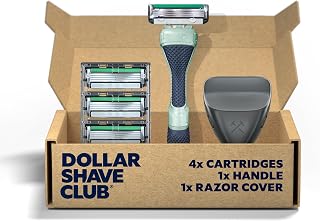 Acne Friendly Shave Set | 4 Refill Cartridges with Sliptech(TM) Guardbar, 1 Handle, 1 Razor Cover