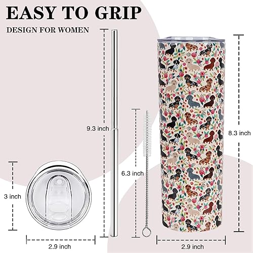 Miniatura 3 de Regalo perfecto para amantes de salchichas! Vaso aislado de 20oz con pajita - Lindo diseño de perro salchicha para mujeres, madres de perros -