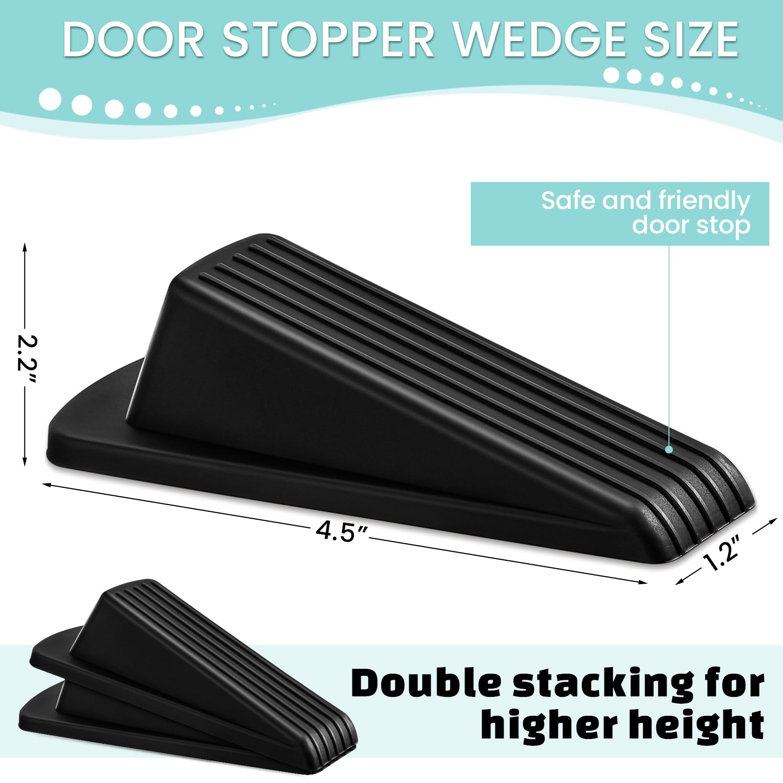 Frienda 60 Stück Türstopper Bulk Gummi Türstopper Keil Türstopper für Unterseite der Tür Stabiler Türstopper für robuste Tür Boden Teppich Fliesen Beton Holzboden (schwarz)