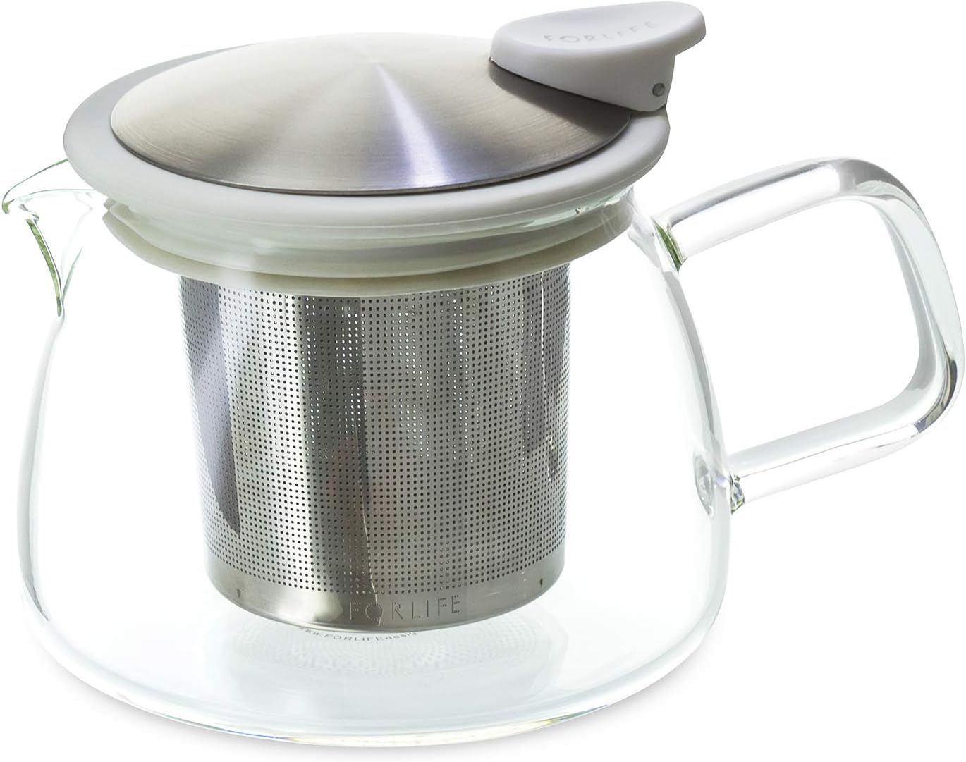 Forlife Glass teapot with Infuser, 400 ml, 14 oz. / 430 ml. White