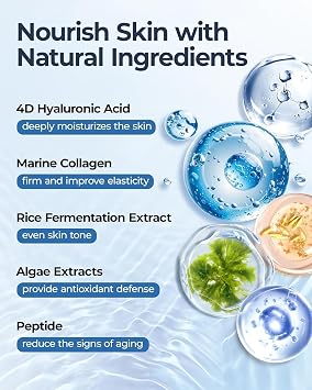 Hyaluronic Acid Face Mask 6pcs, Wokatta Hydrating Facial Sheet Masks, Deep Moisturizing, Soothing, Anti-Aging, Vegan Skincare Set for All Skin Types