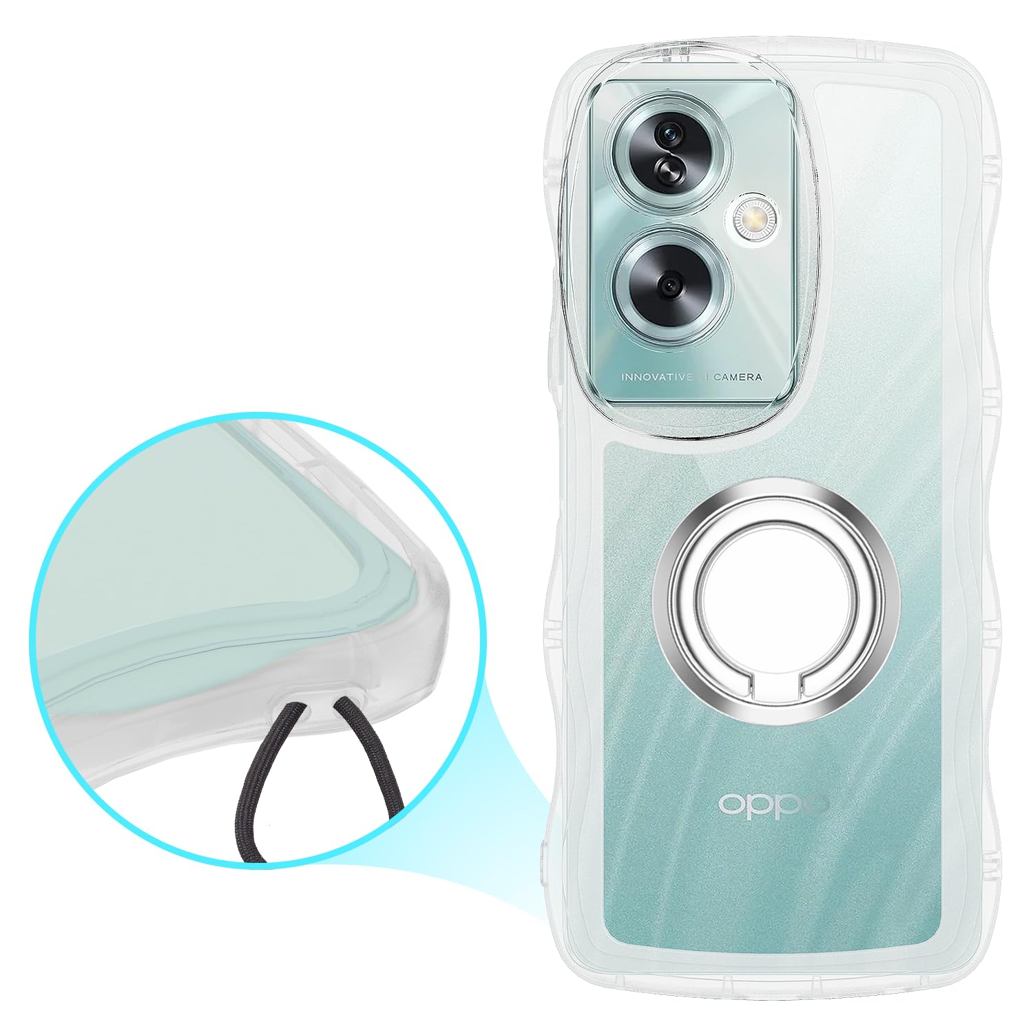 Amazon.co.jp: OPPO A79 5G ケース クリア ウェーブ リング付き TPU