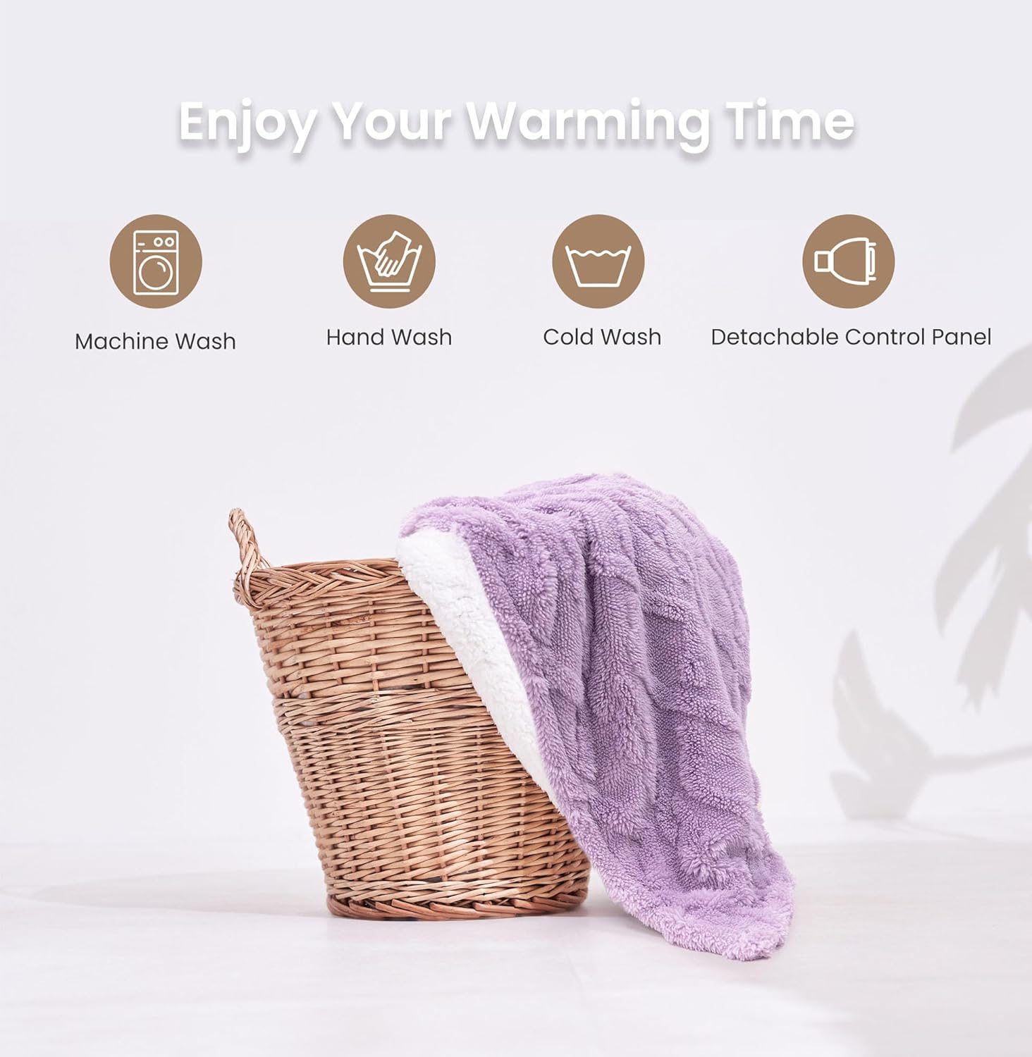 Heated Blanket-Electric Blanket 50"x60" Soft Heated Throw Blanket with 5 Heating Levels & 3 Hours auto-Off,Machine Washable(Purple - Image 7