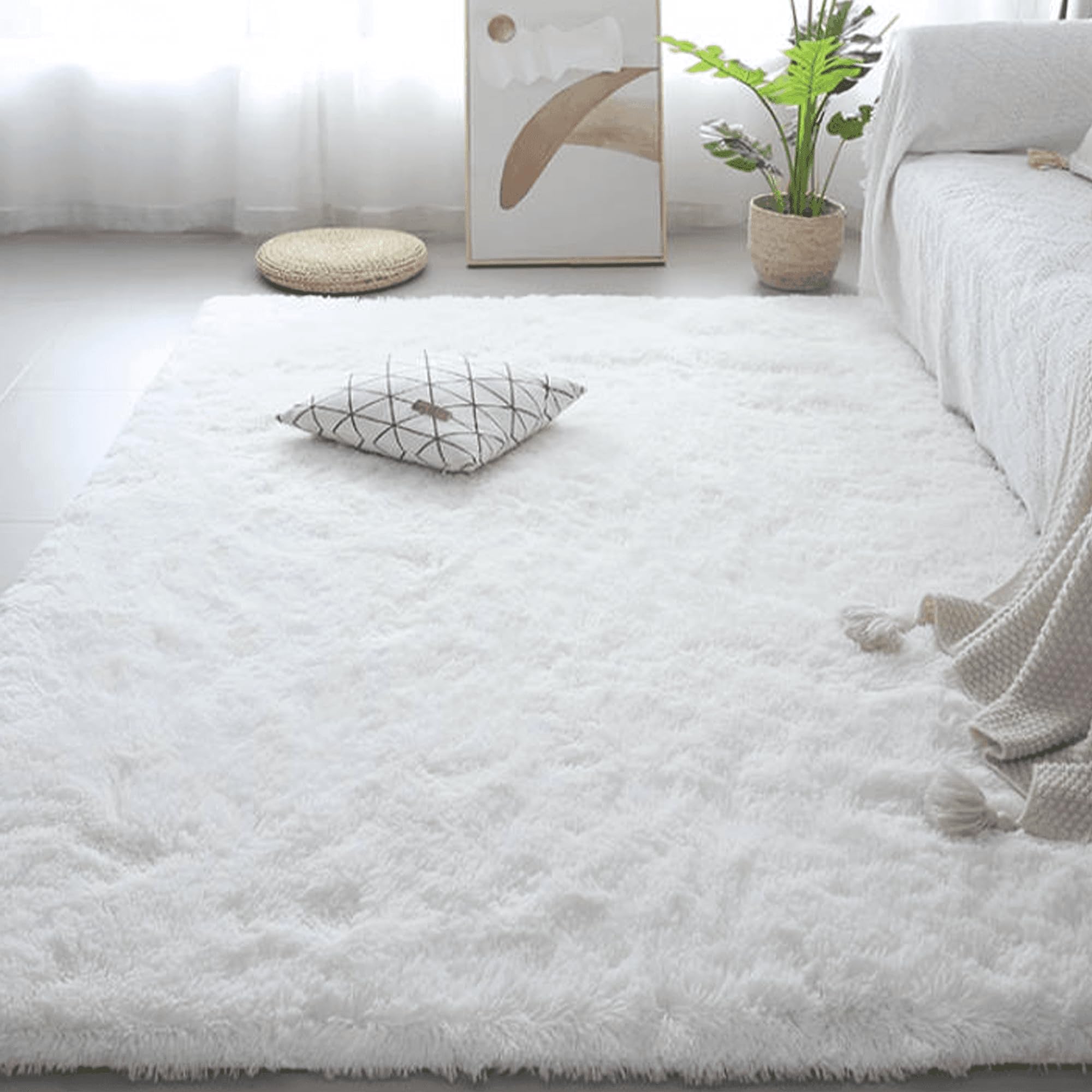 Tapis de salon shaggy 120x350 cm pour décoration de chevet moderne