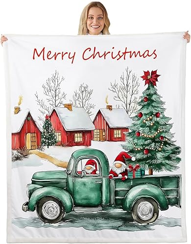 Miniatura 26 de Merry Christmas Flannel Blanket,Abstract Geometric Christmas Tree Bedroom Living Room Soft Cozy Fleece,Golden Stars Snowflakes Blankets Decor for