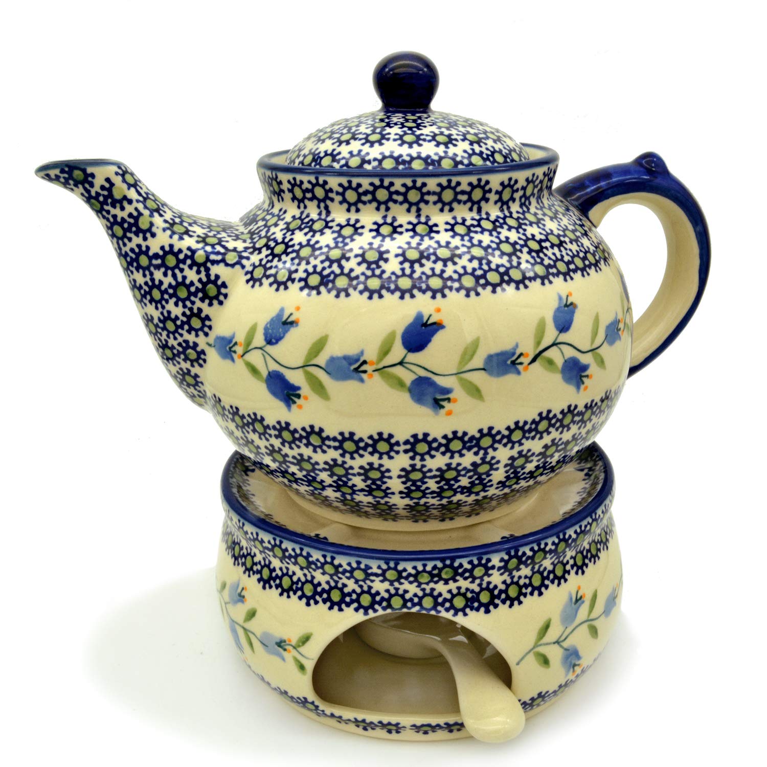 Bunzlauer ceramiczny dzbanek do herbaty z podgrzewaczem (dekoracja Agnes)