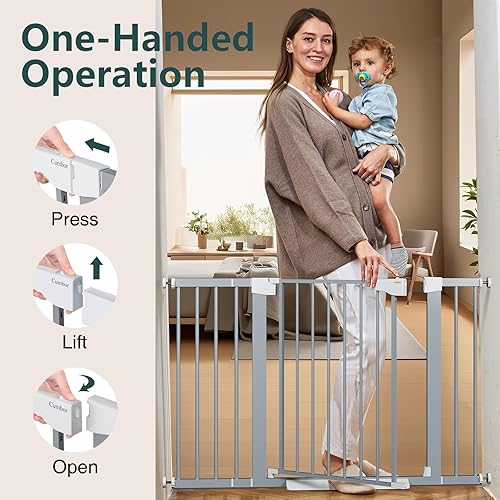 Miniatura 7 de Cumbor Puerta para bebés de 29.7 a 48 pulgadas para escaleras, puertas para perros ganadores de los premios Mom's Choice Awards para puertas, puerta