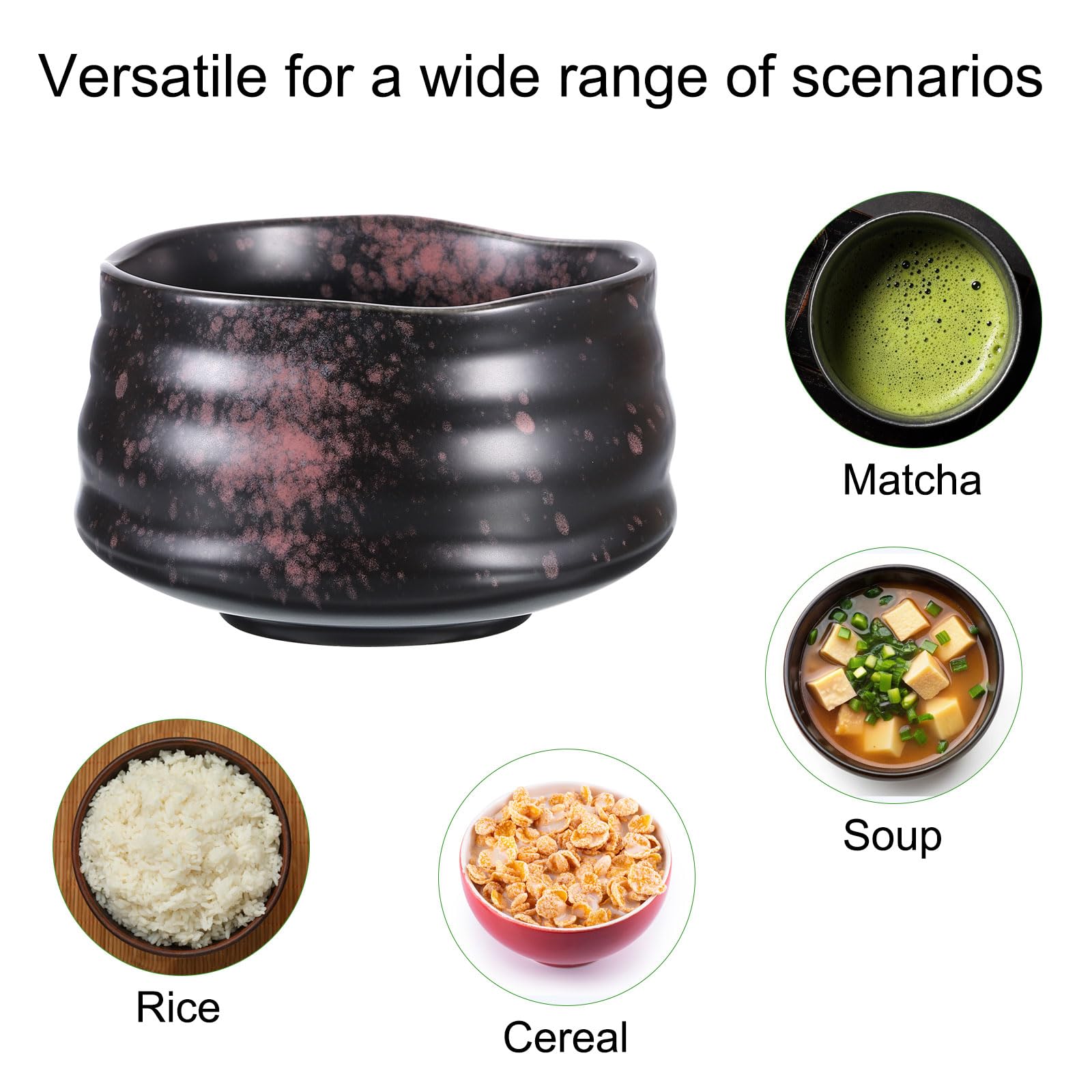 QUARKZMAN Ciotola Per Matcha Giapponese Chawan Ciotola Da Tè Matcha Tazza Da Tè Verde Artigianale Ceramica Cerimoniale Per Cerimonia Nero