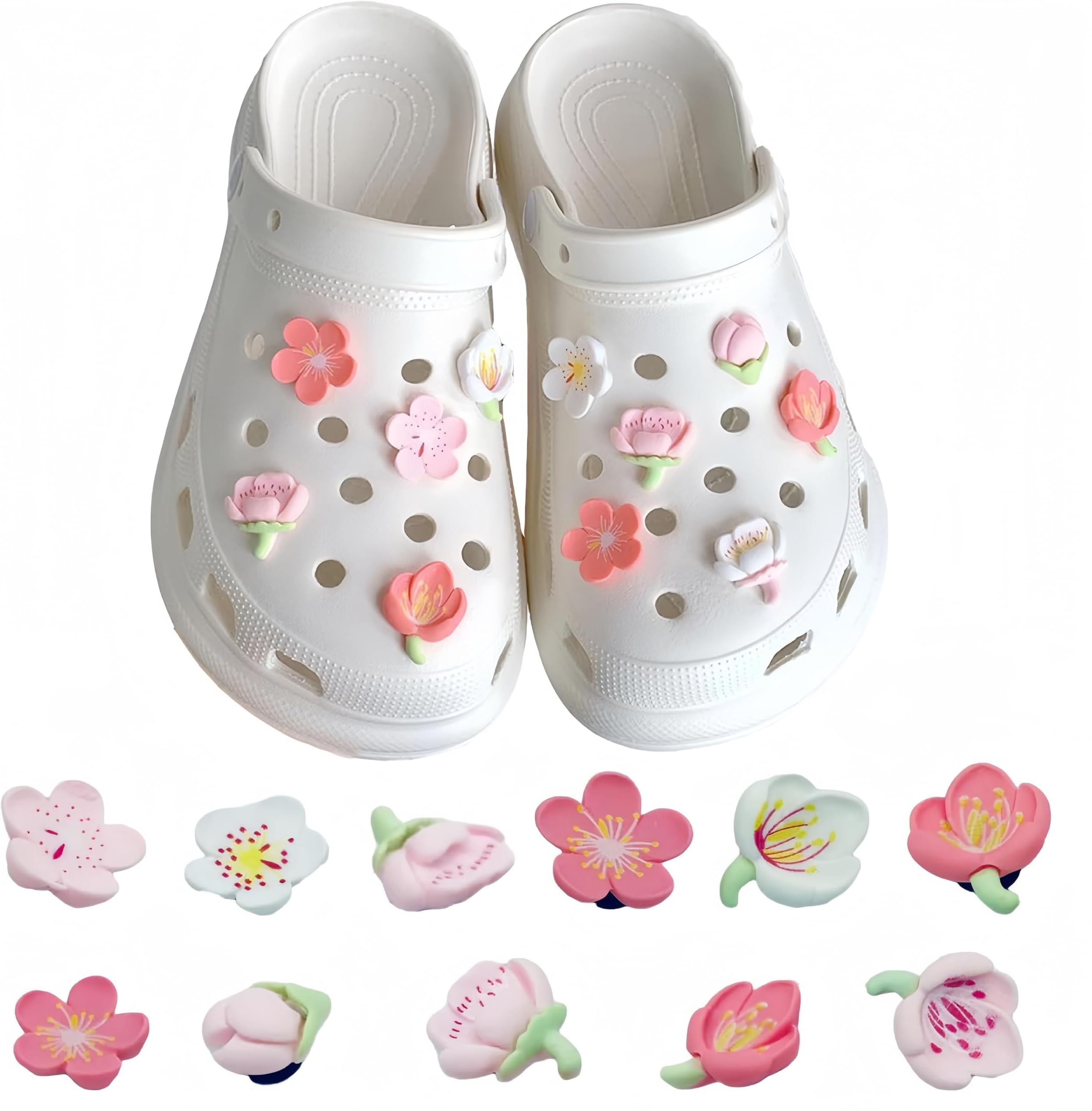 2026 New Shoe Charms-Coquette Bows Flower Pink Shoe bogg bag Charms Set for Women Kids