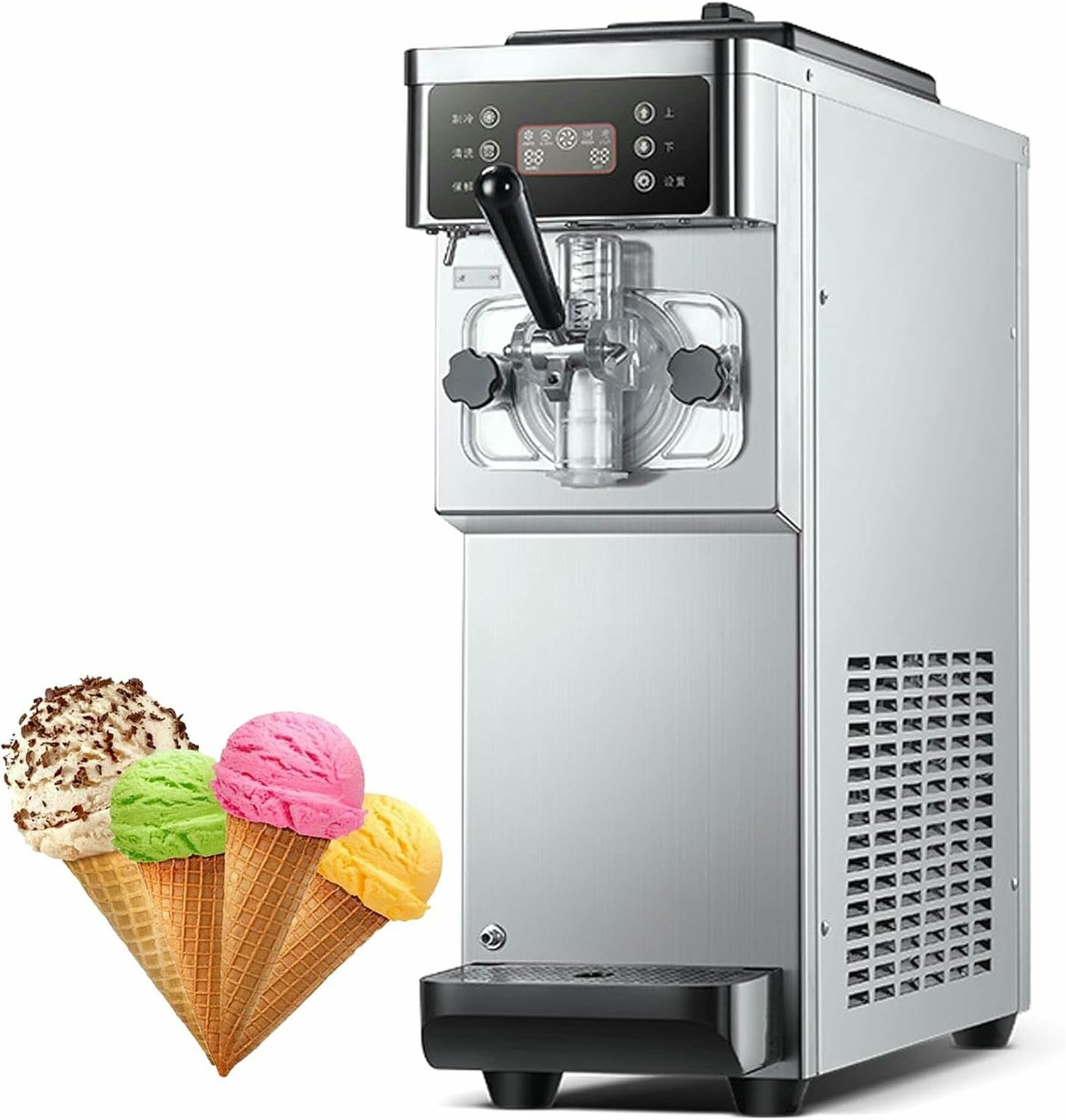 Ice Cream Maker Commercial Soft Ice Cream Machine Stainless Steel Ice Cream Machine for Cold Yogurt and Sorbets