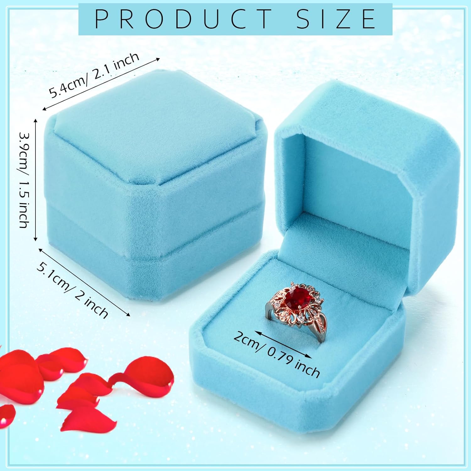 Laumoi 36 Pcs Ring Boxes Bulk Light Blue Velvet Jewelry Earring Boxes Wedding Ring Display Case for Packaging Wedding Ceremony Engagement Proposal Anniversary Birthday Gift