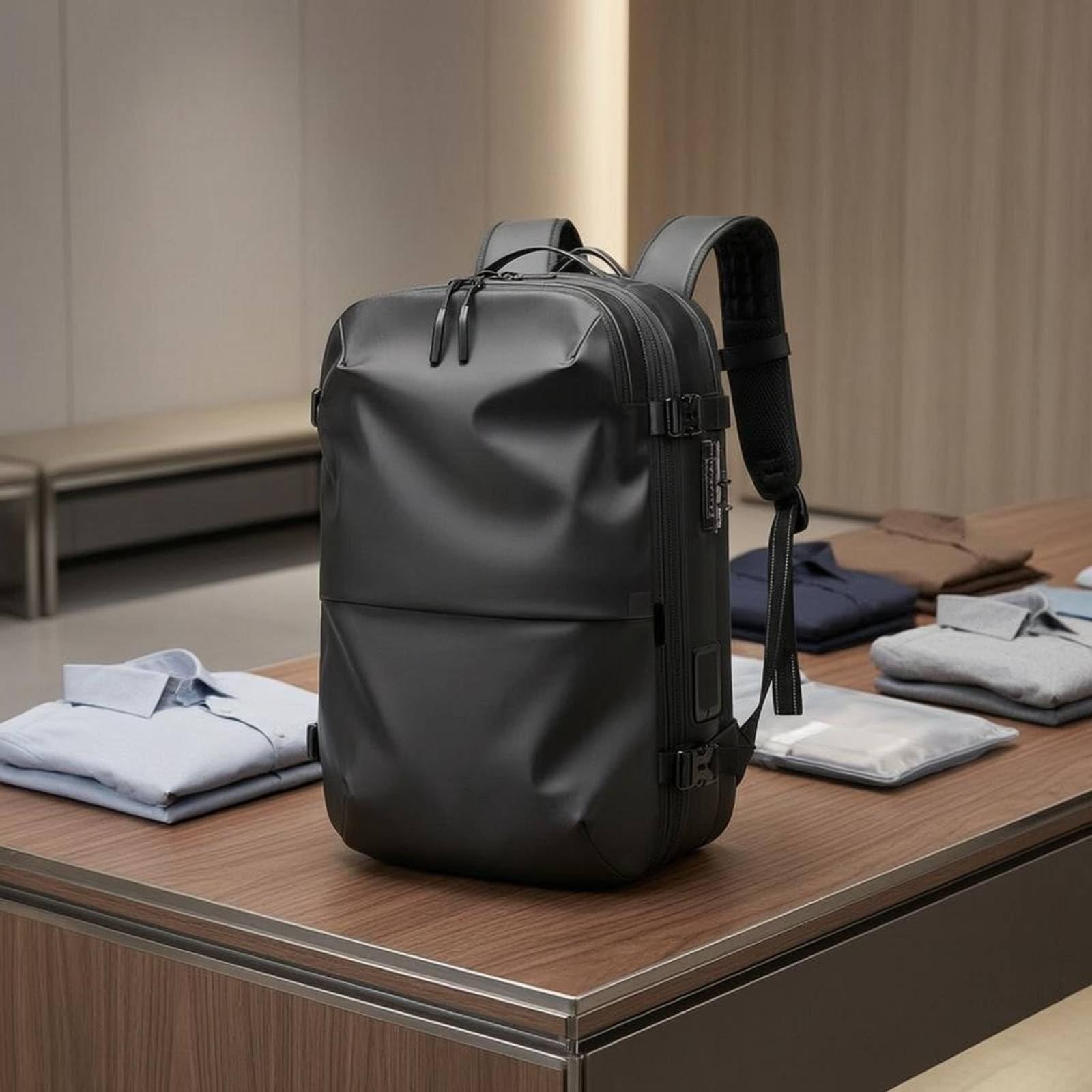 Qianly Mochila de Compresión Al Vacío Gran Capacidad Mochila con Bomba de Vacío Carga Lateral Equipaje Personal para Trabajo, Verde, color to 1, 19 Pulgadas