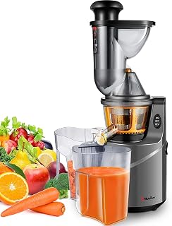 Mueller Austria Juicer Machine Extractor with Slow Cold Press Masticating Squeezer Mechanism Technology, 3" Chute Accepts Whole Fruits & Vegetables, Easy Clean, Large, Nickel