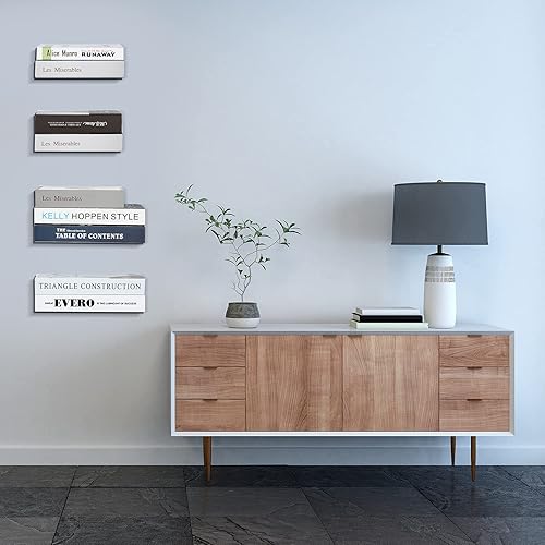 Miniatura 7 de Jetec Estantería flotante invisible, 6 piezas, para montaje en pared, triangular, de hierro, resistente, estante multiusos (negro)