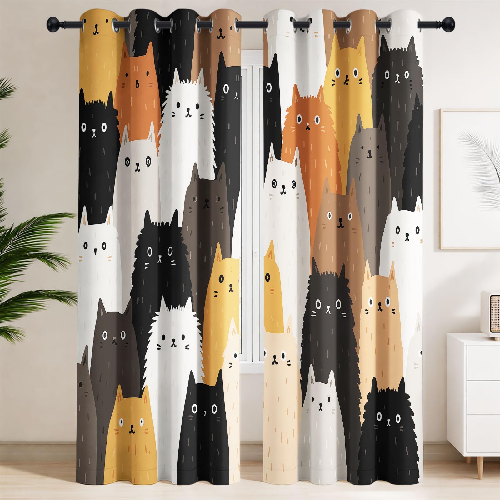 Generisch Tende oscuranti con animali dei cartoni animati, minimalista, set di 2 pezzi, tende oscuranti per camera da letto, cameretta dei bambini, 140 x 260 cm (larghezza x altezza)