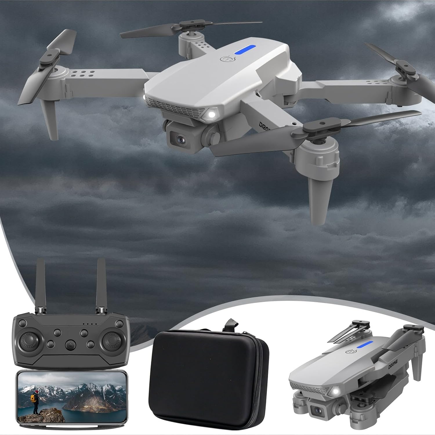 Drones with Camera for Adults, 1080P HD FPV Foldable Drone RC Quadcopter with Gesture Control, Headless Mode, 1 Key Take off/Landing, Altitude Hold, 360° Flip, Gifts for Boys Girls #