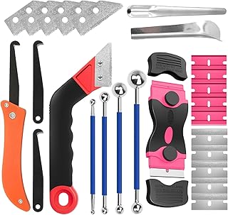 Grout Removal Tool Kit & Razor Scraper Set - 26PC Professional Tile Cleaning Tools with Diamond-Style Blades, Grout Rake, Angled Heads for Bathroom, Kitchen, Floor