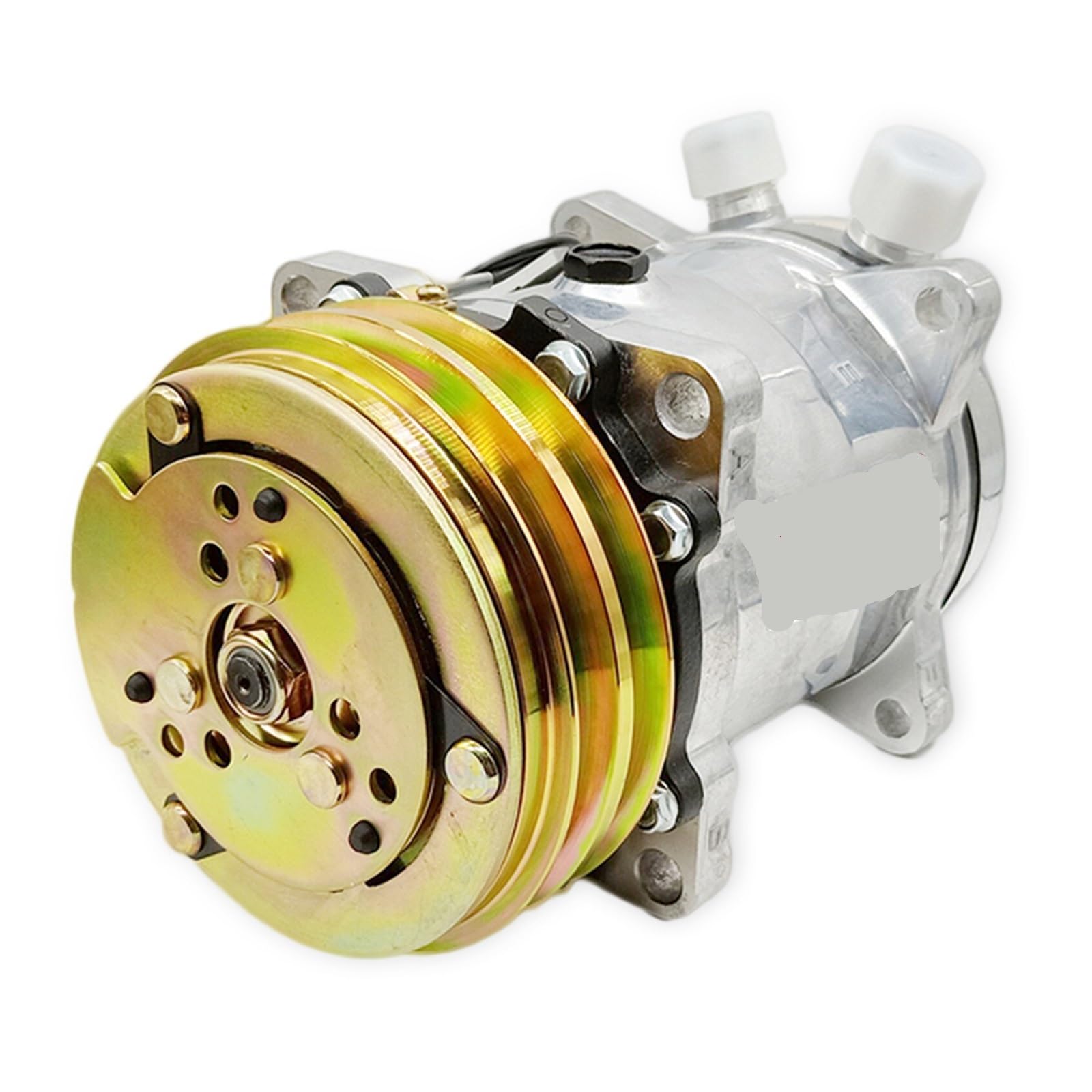 AC Compressor with Pulley 2 Slots Compatible V-Belt Sanden 508 Aluminum Chrome(12V R12)
