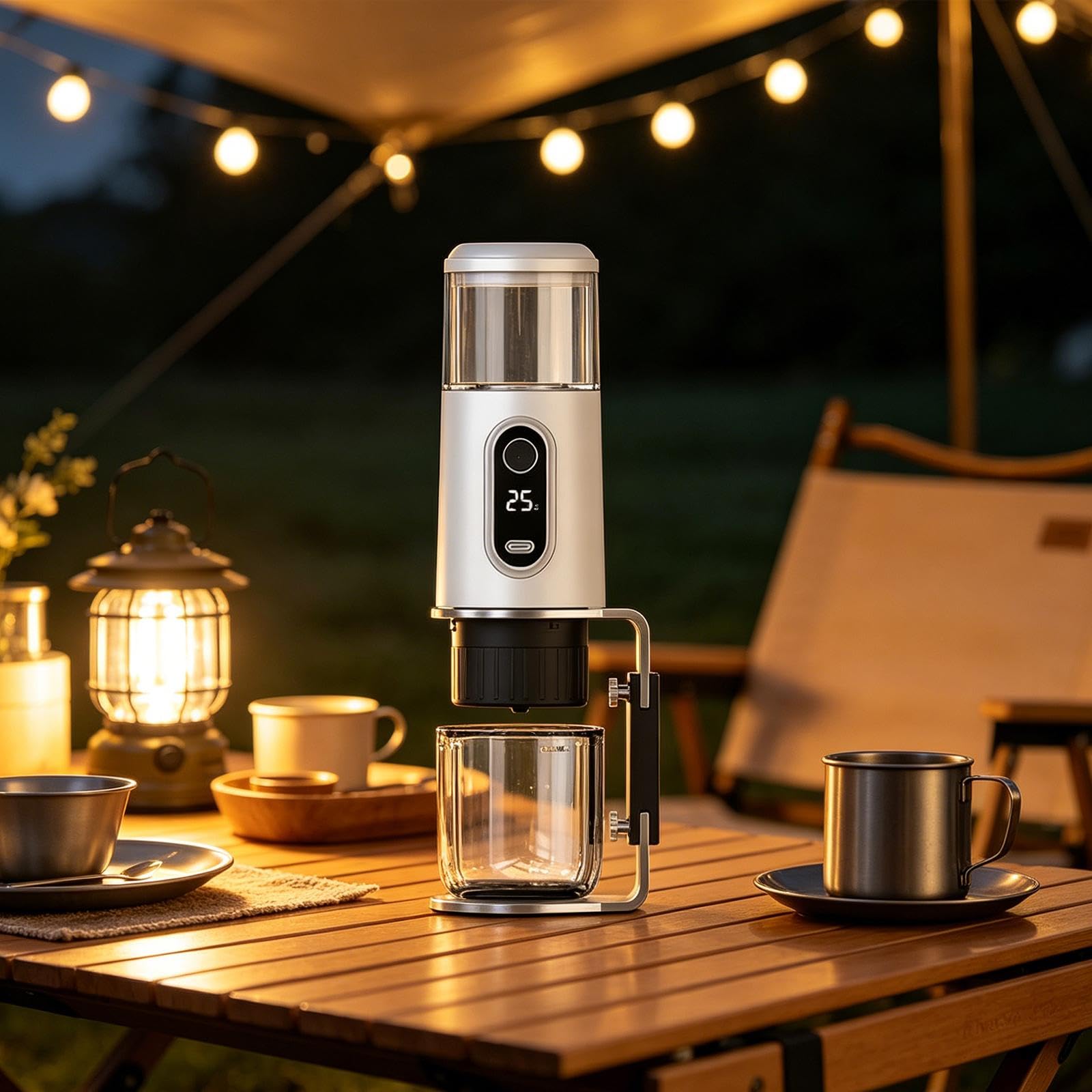 Cafetera Espresso Eléctrica Portátil, Mini Cafetera Compacta, Recargable E Inalámbrica, Ideal para Viajes, con Bomba de 19 Apta para Camping, O, Blanco, Individual