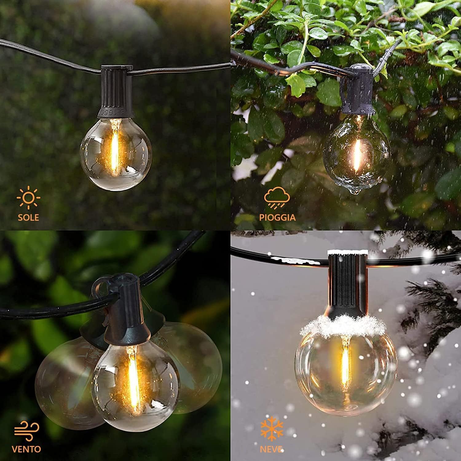 Brigros White - Catena Luminosa Esterno Con Pannello Solare, 27 Luci Da Esterno Giardino Solari, Luci Led A Basso Consumo Con 8 Modalità
