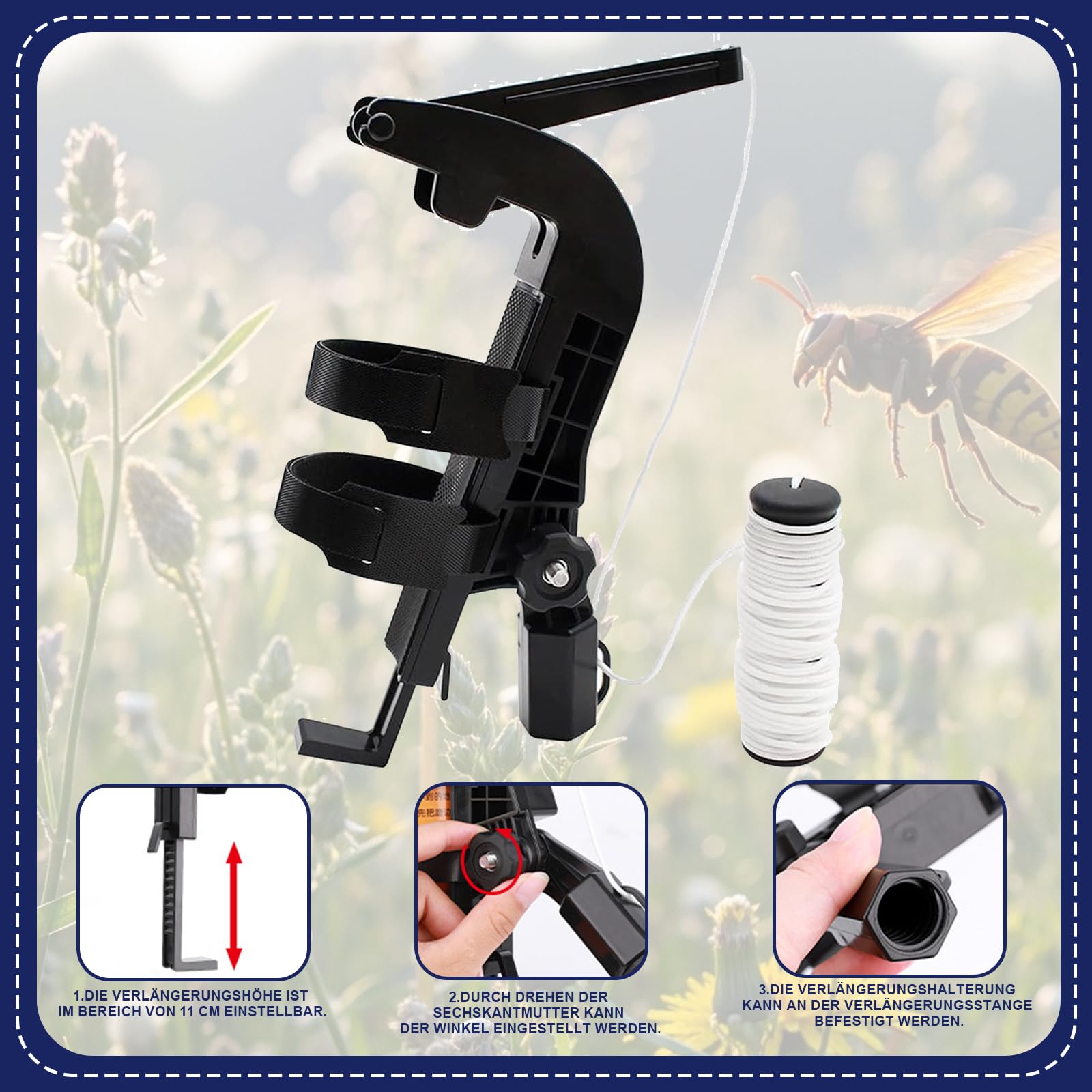 4 m Sprühdosen Verlängerung Adapter, Teleskopstange Thread 3/4", Sprühdosenverlängerung, Einstellbarer Winkel Sprühstange Für Wespenschaum/Wespen Power Spray Insektizid nicht enthalten.