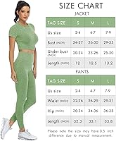 Vista 2 de Conjunto de pantalones de yoga de dos piezas para mujer, leggings de cintura alta sin costuras y camisetas cortas de yoga de secado rápido, conjunto