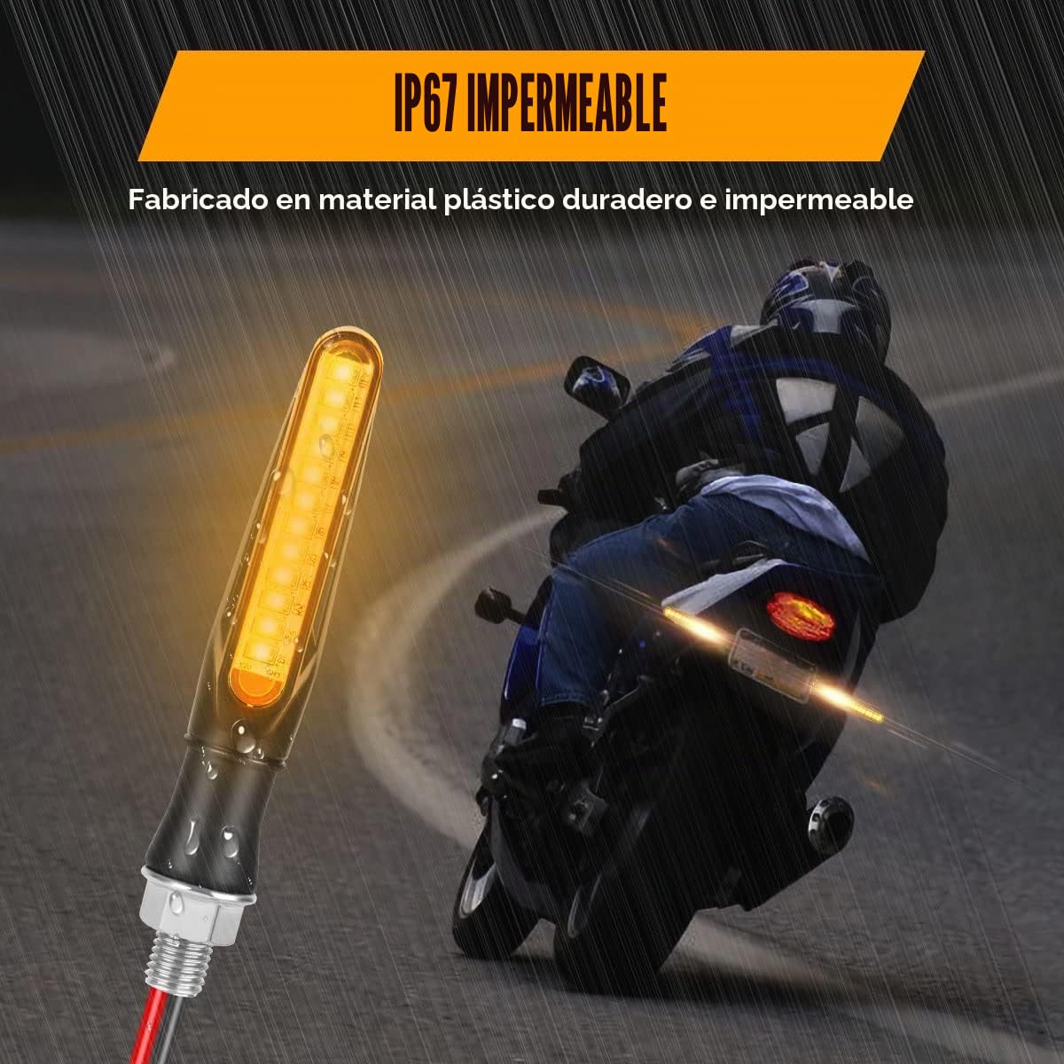 URAQT 4 indicadores de motocicleta, modo de flujo intermitente, luces indicadores de torneado de motocicleta, 12 V 12 LED universales impermeables para Scooter Quad Cruiser Off Road