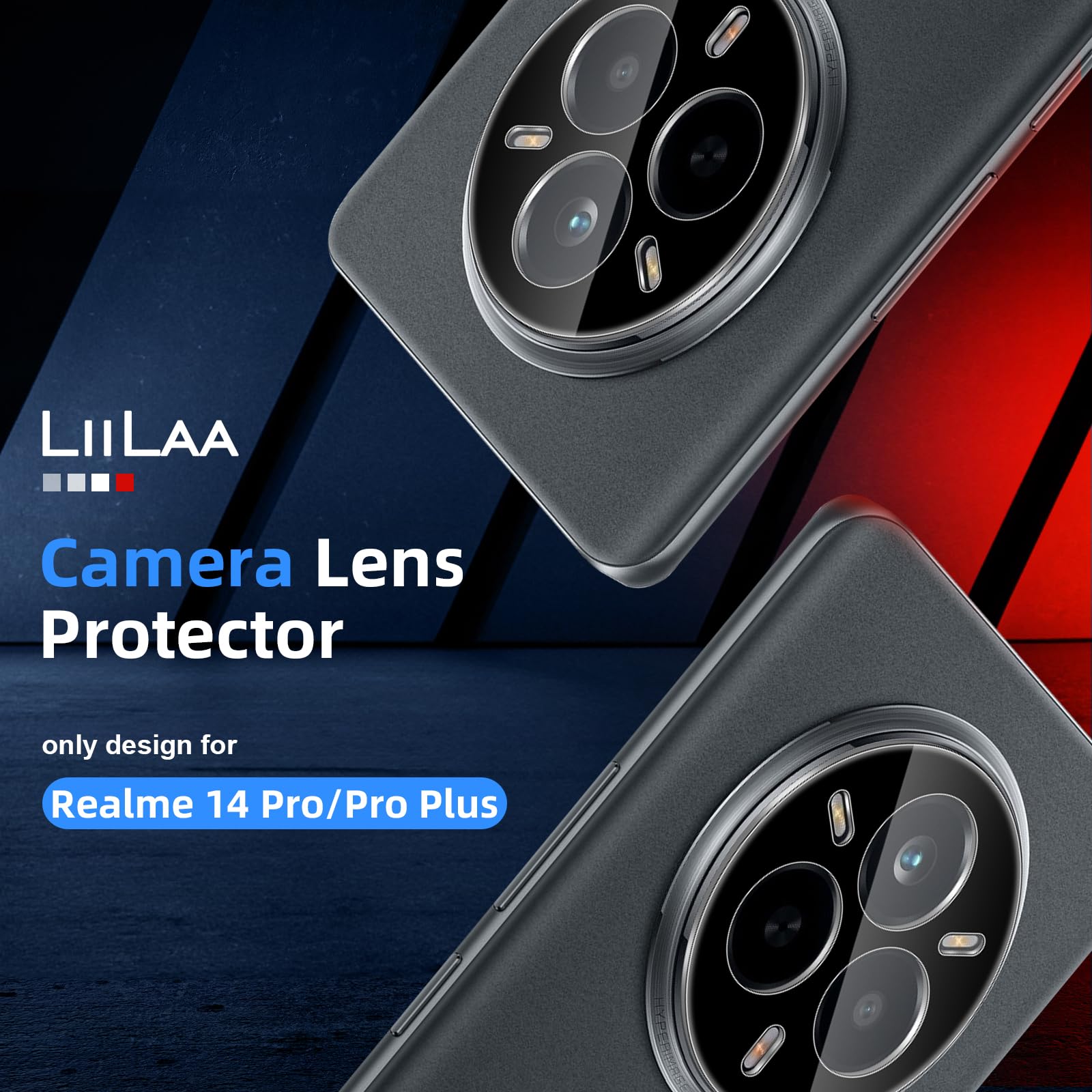 Folia ochronna na aparat Realme 14 Pro/14 Pro +/14 Pro Plus 5G do szkła pancernego, 2 sztuki, ochrona aparatu, twardość 9H, folia szklana, odporna na zarysowania, szkło ochronne, czarna