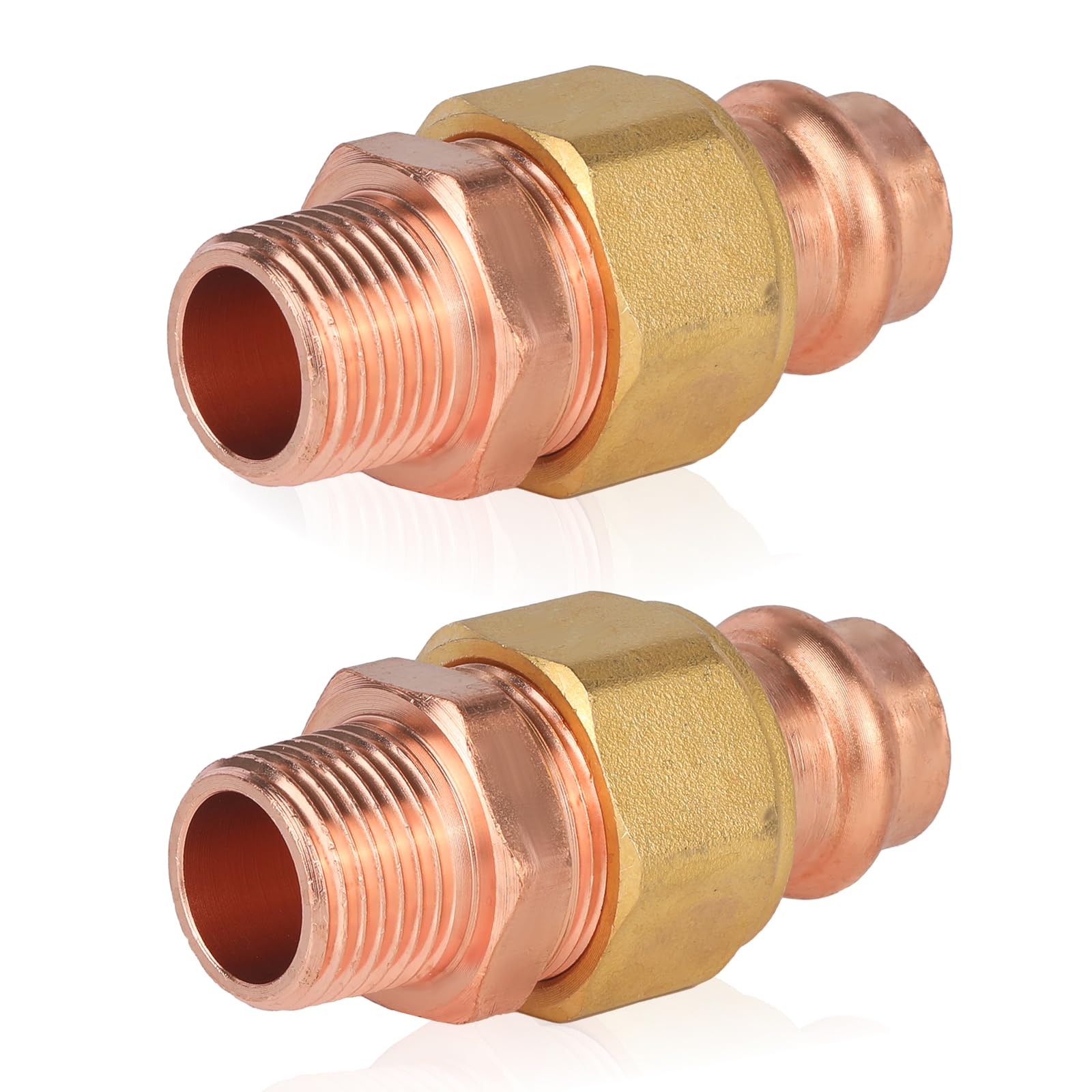 (Paquete de 2) Conectores de unión de Cobre a presión GUOFIS, 1" a presión x 1" Macho, unión LF de Cobre a presión Macho (PRESS073-2Pack)