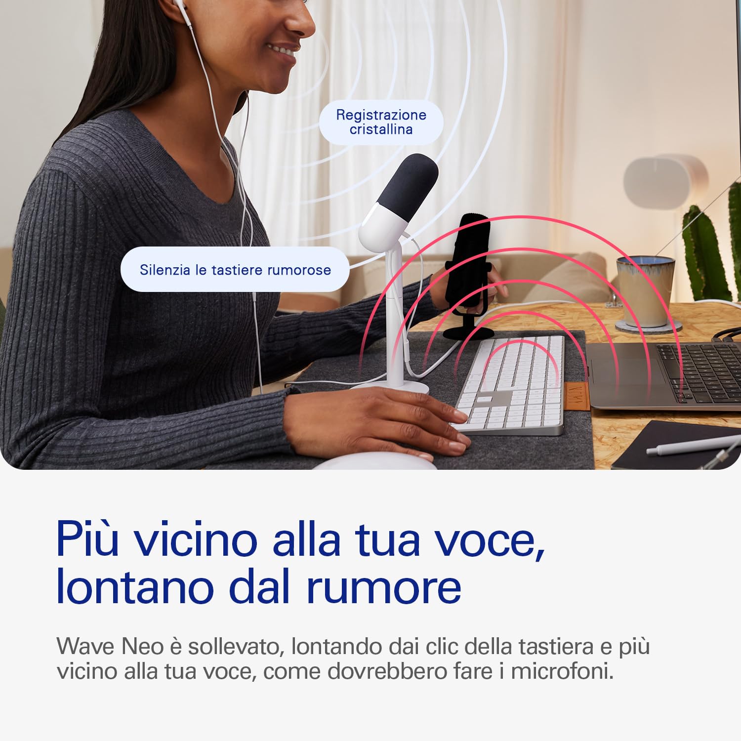 Elgato Wave Neo – Microfono a condensatore USB, funzione Mute, per gaming, streaming, riunioni, registrazioni vocali su Teams/Zoom/OBS/Twitch/YouTube, plug’n'play, per portatili, PC, Mac, iPad, iPhone