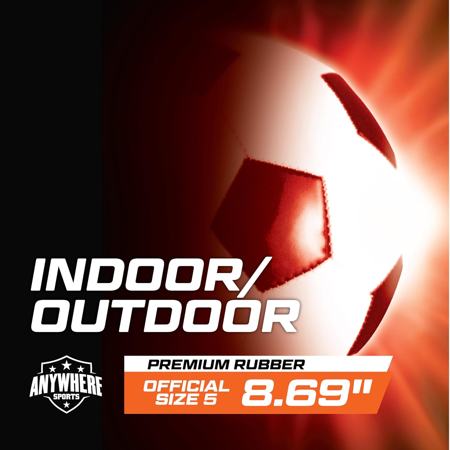 Anywhere Sports Pro Glow Light-Up Soccer Ball with Pump & USB Rechargeable LED Lights, Size 5 Regulation 8.7 Inch, Impact Activated Glow, Indoor Outdoor Waterproof Rubber Ball for Kids & Teens