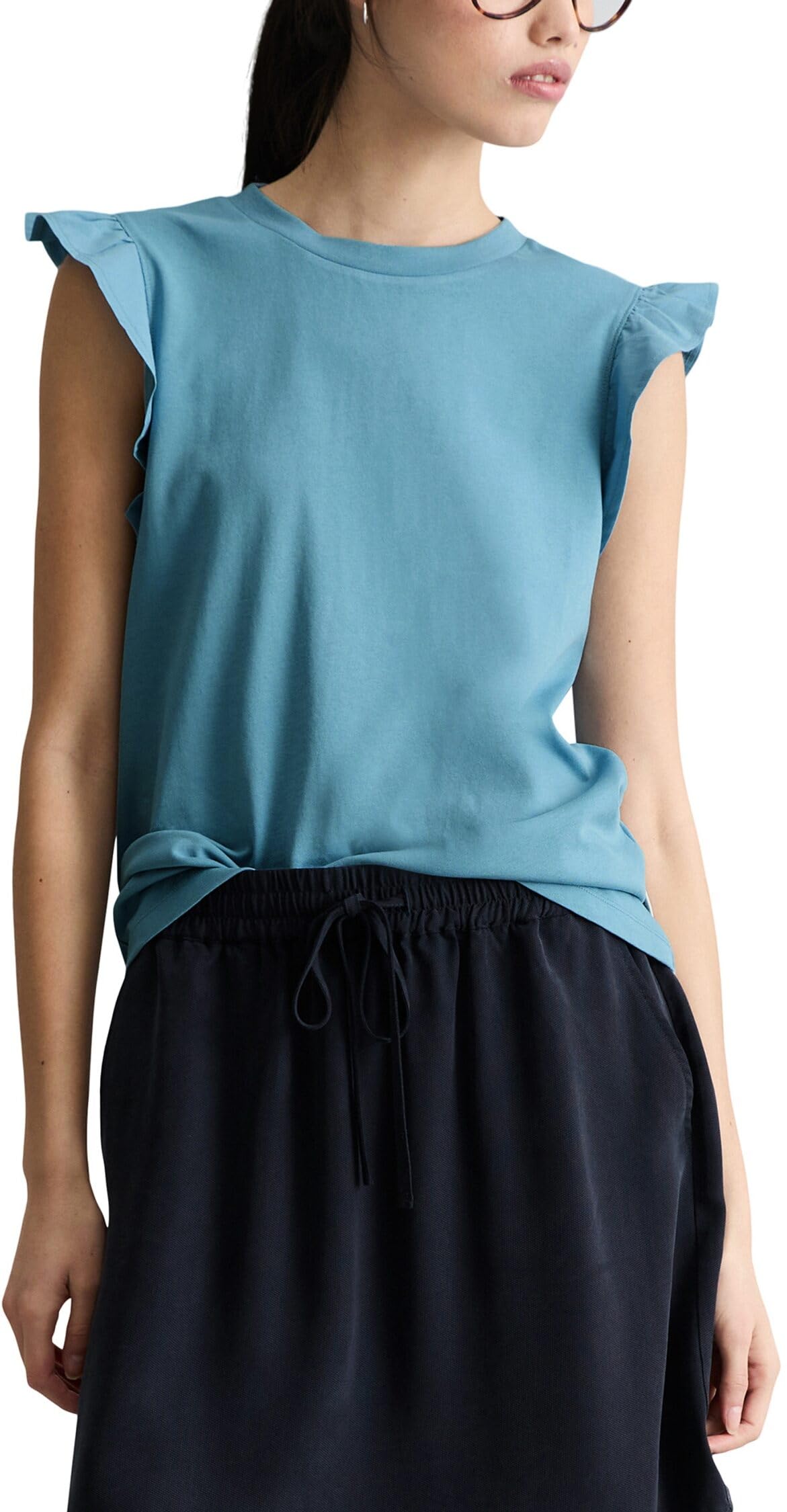 Marc OߴPolo Denim Damen Tanktop mit Volantärmeln Regular Fit