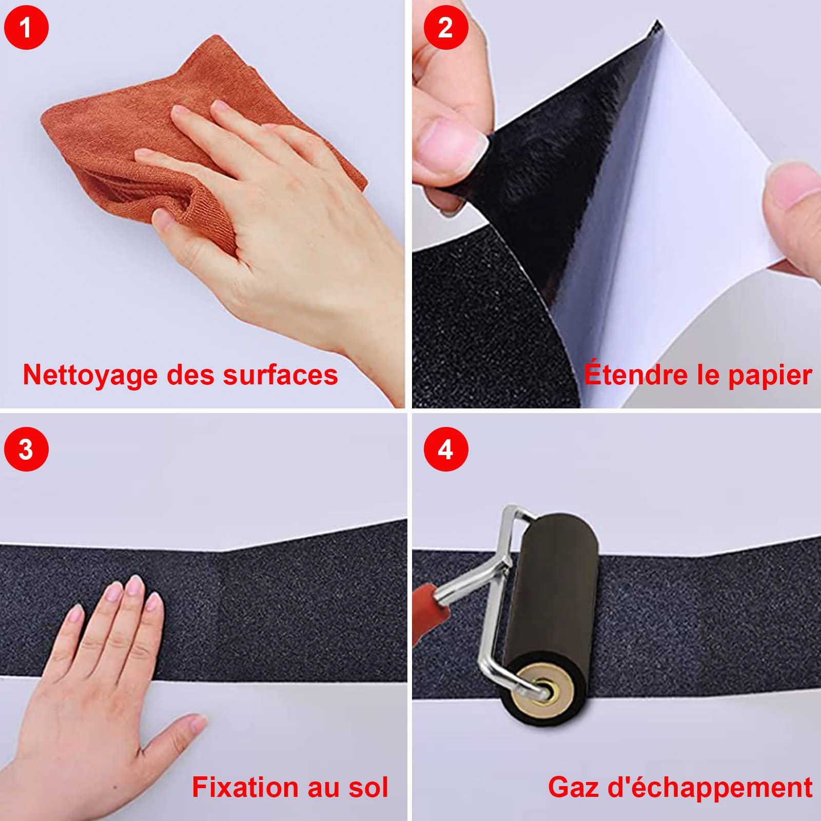 2 Pack Ruban antidérapant, Bandes antidérapantes avec Ruban adhésif antidérapant pour escaliers, marches, revêtements de Sol, Ruban antidérapant Solide, Autocollant, (5cm x 10m, Noir), BOMEI PACK