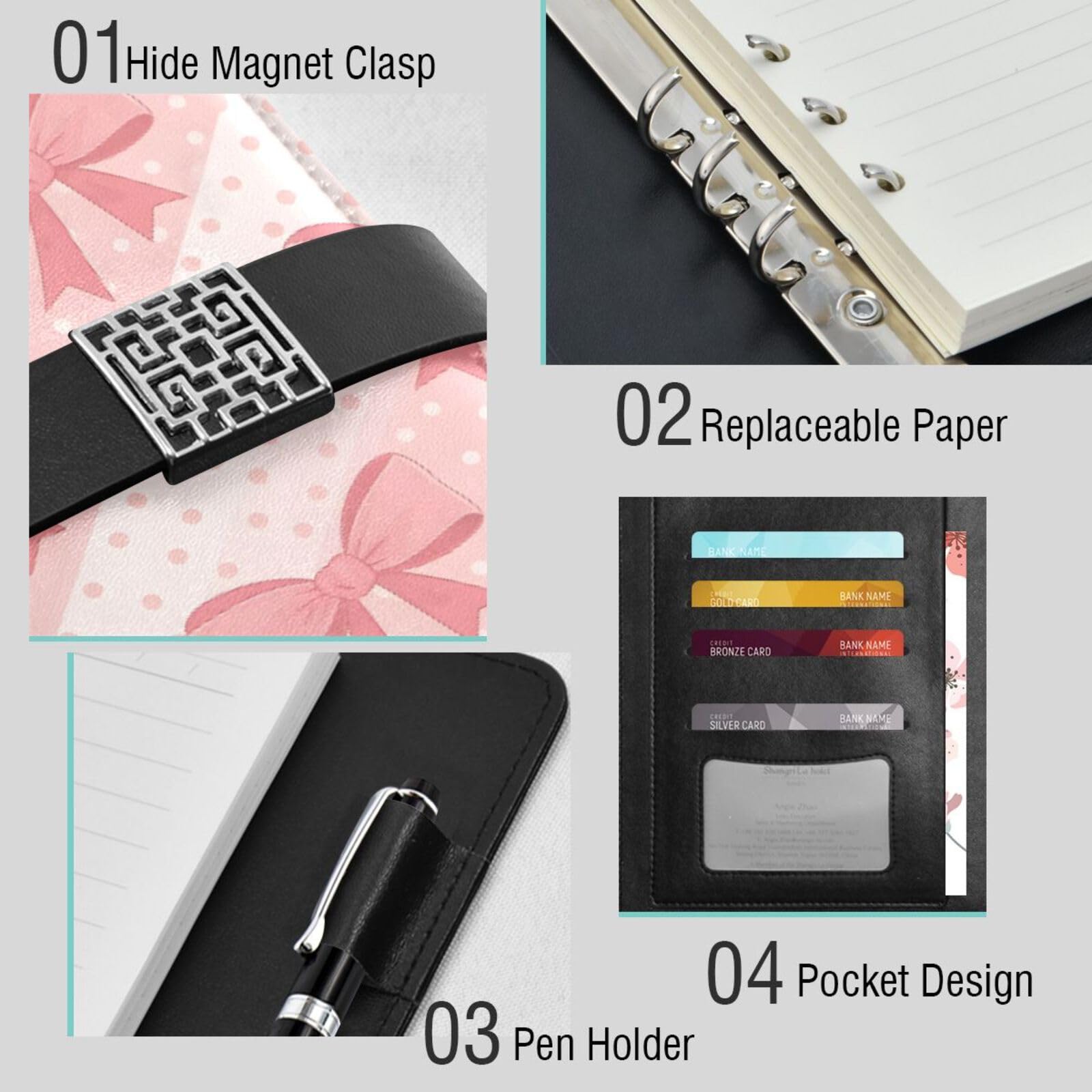 Amazon.com : JULYTO Bow Polka Dot Stripe PU Leather Notebook