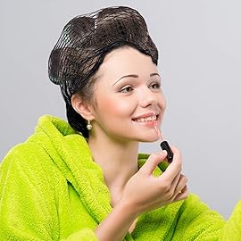 WILLBOND Cotton Triangle Hair Net for Rollers, Women Mesh Hair Net Setting for Sleeping, 35 x 35 x 57 Inches, Black (4)