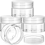 Patelai 4 Pieces Round Wide-mouth Leak Proof Plastic Container Jars with Lids for Travel Storage Makeup Beauty Products Face Creams Oils Salves Ointments DIY Making (1 Ounce,Clear)