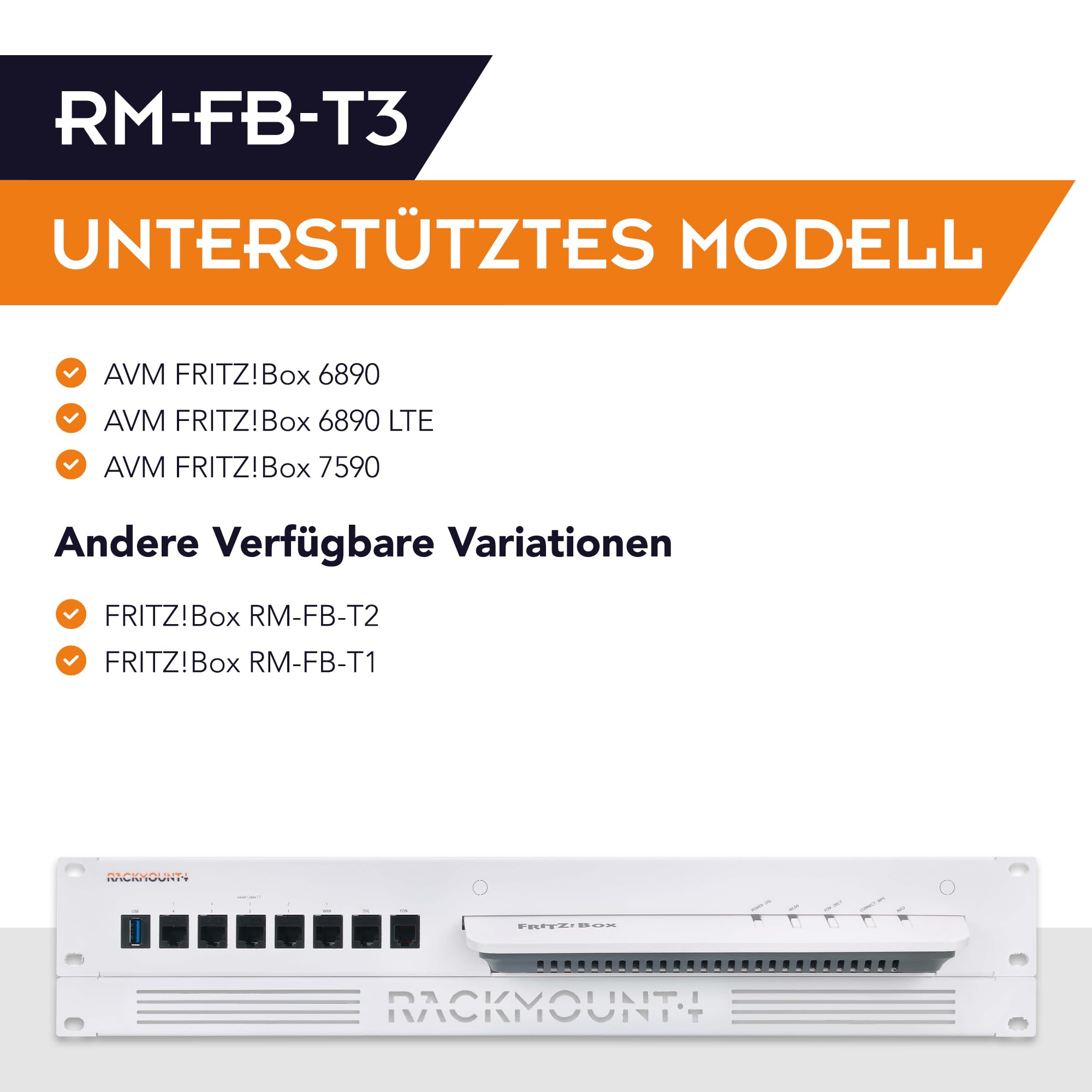Rackmount.IT RM-FB-T3 Upgrade-Kit für Fritz!Box 6890/7590, Weiß, 217 x 482 x 59 mm