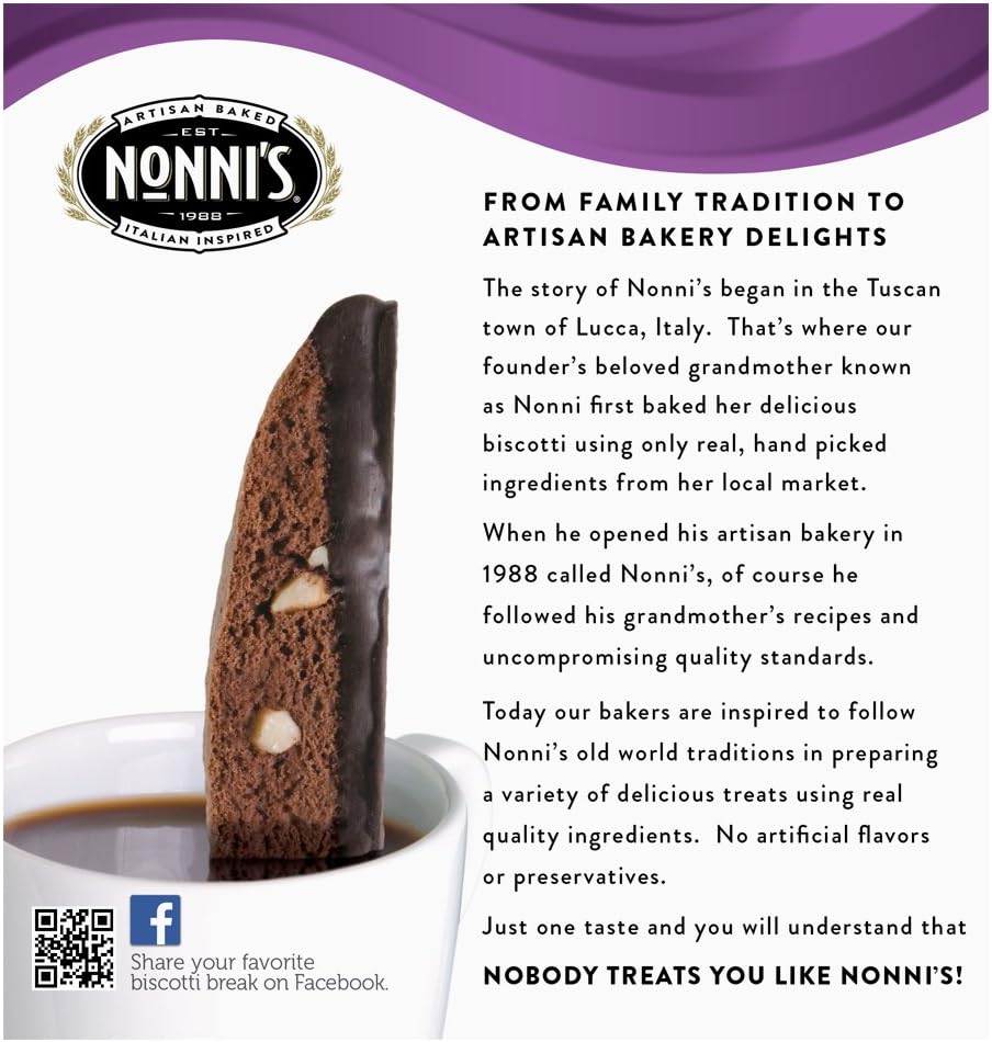 Nonni's Biscotti, Dark Chocolate Almond, 6 Boxes, 48 Biscotti Total