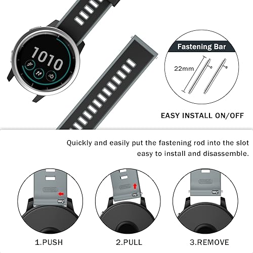 Miniatura 6 de ISABAKE Correas compatibles con Garmin Vivoactive 4Samsung Galaxy Watch de 1.81 pulgadas, 0.86 pulgadas, correa de silicona para Ticwatch Pro