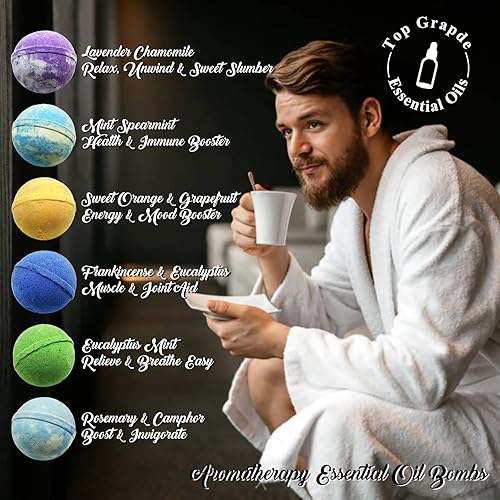 Miniatura 2 de Juego de 24 bombas de baño orgánicas de regalo para hombres, para baño y spa, gran idea de regalo para tu papá, marido, novio, para ocasiones