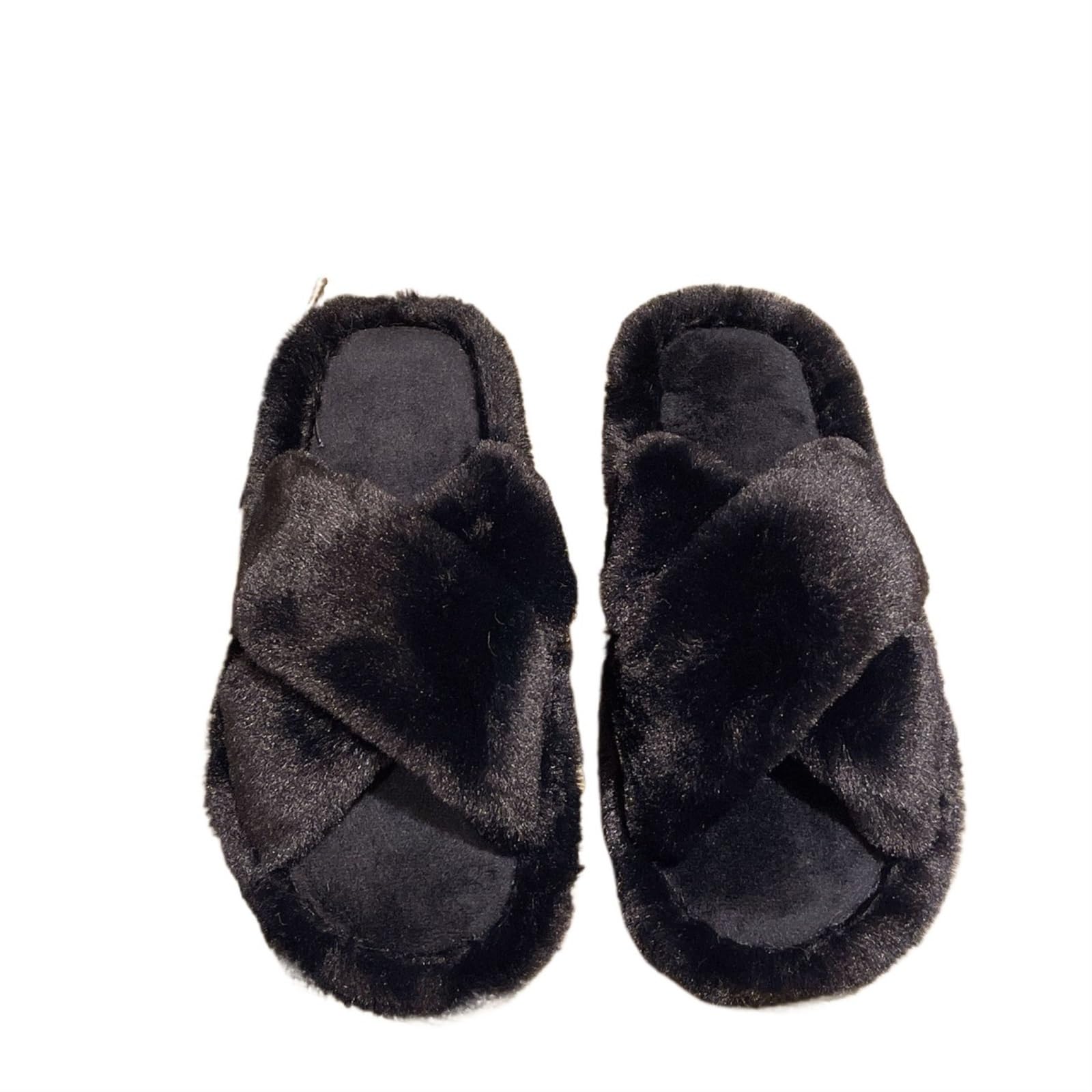 Zapatillas mullidas Informales for Mujer, Planos de casa, Plataforma de diseñador de Felpa, Zapatos de Invierno for niñas, Calzado Elegante y cálido a la Moda de hogar(Black,40-41)