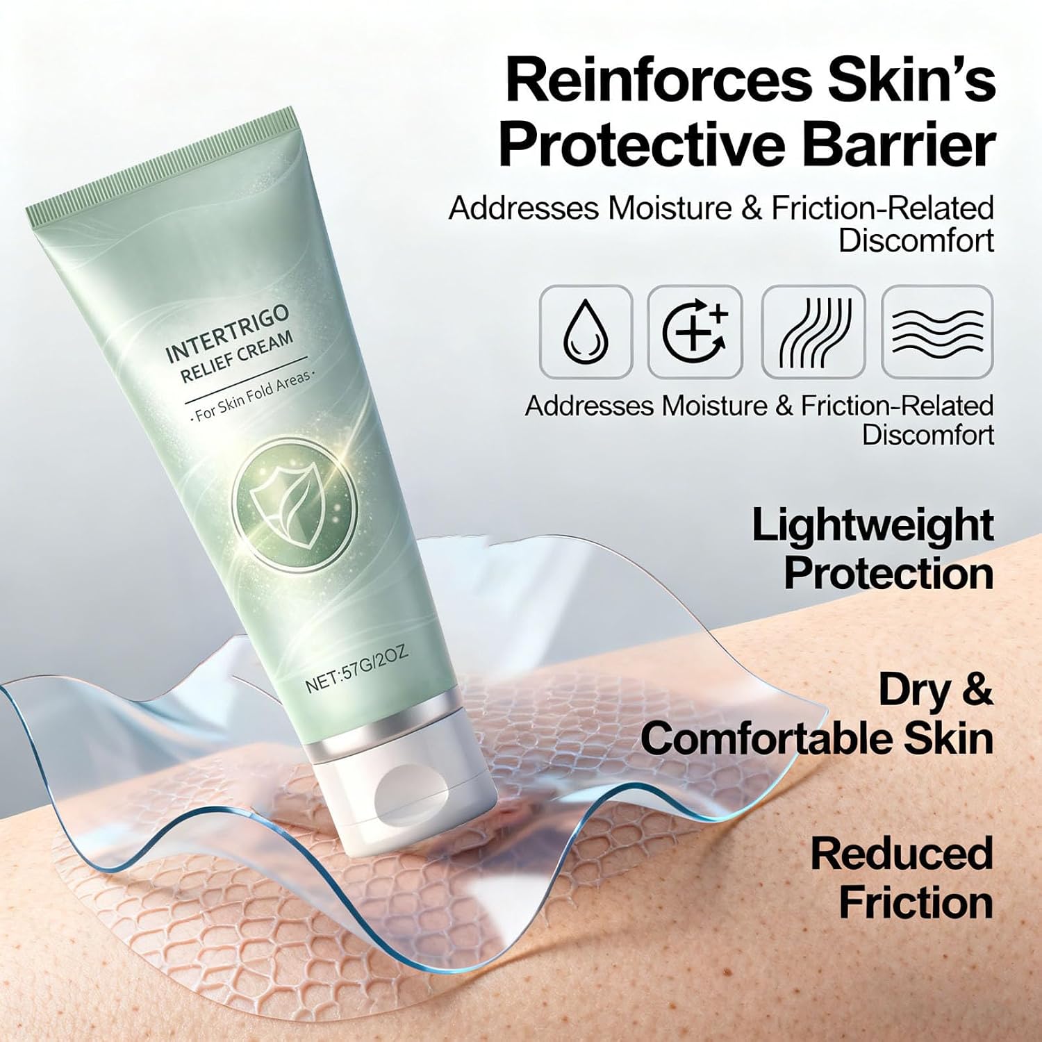 Intertrigo Cream – Skin Fold Care & Chafing Support Cream With Zinc Oxide & Undecylenic Acid, Intertrigo Relief Cream for Skin Fold Areas, Chafing Prevention, Moisture & Friction Control (2PC)