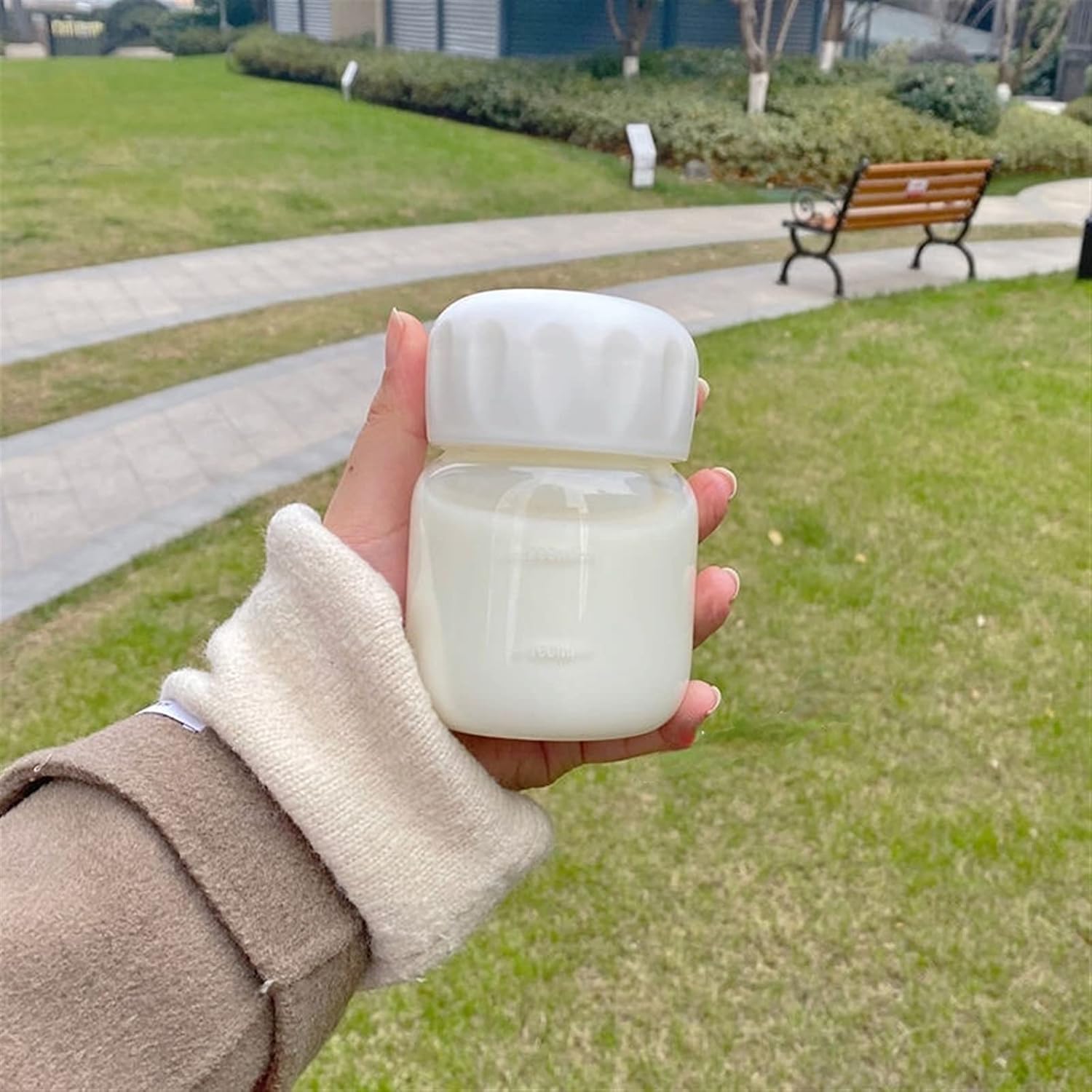 INLIMA Drinking Glasses Small Glass Water Bottles Portable Mini Heat Resistant Water Cup Drinking Bottle With Hand Rope Cups (Color : White)