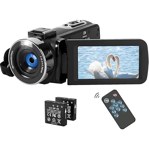 2.7K Video Camera Camcorder 48MP with LED Fill Light, 16X Digital Zoom Camera Recorder 3.0" LCD Screen Vlogging Camera for YouTube with Remote Controller,2 Batteries