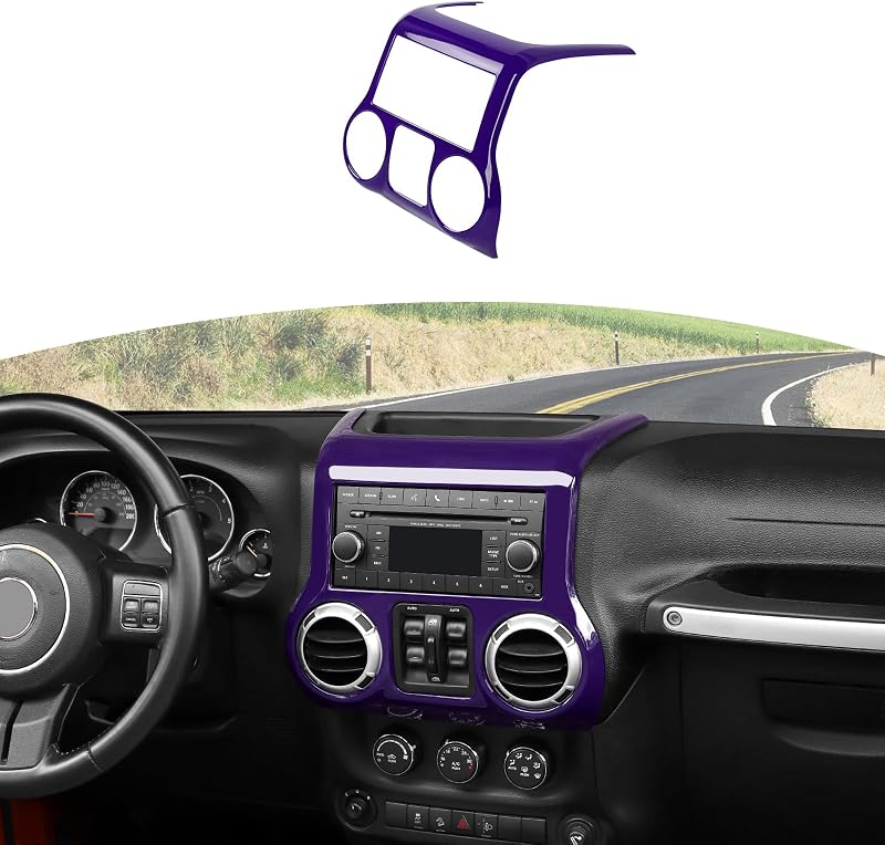 Moldura de acabamento do console central e saídas de ar RT-TCZ roxa para Jeep Wrangler JK JKU 2011–2017 – 1 unidade