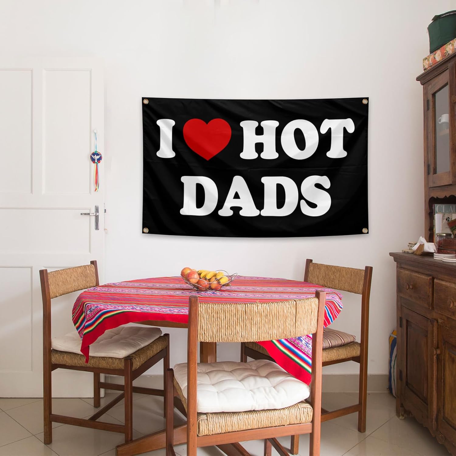 I love Hot Dads Flag 3x5 Feet Funny Indoor Outdoor Background Art Flags with 4 Brass Grommets Suitable for Bedroom Man Cave Party College Dormitory Decorations - Image 5