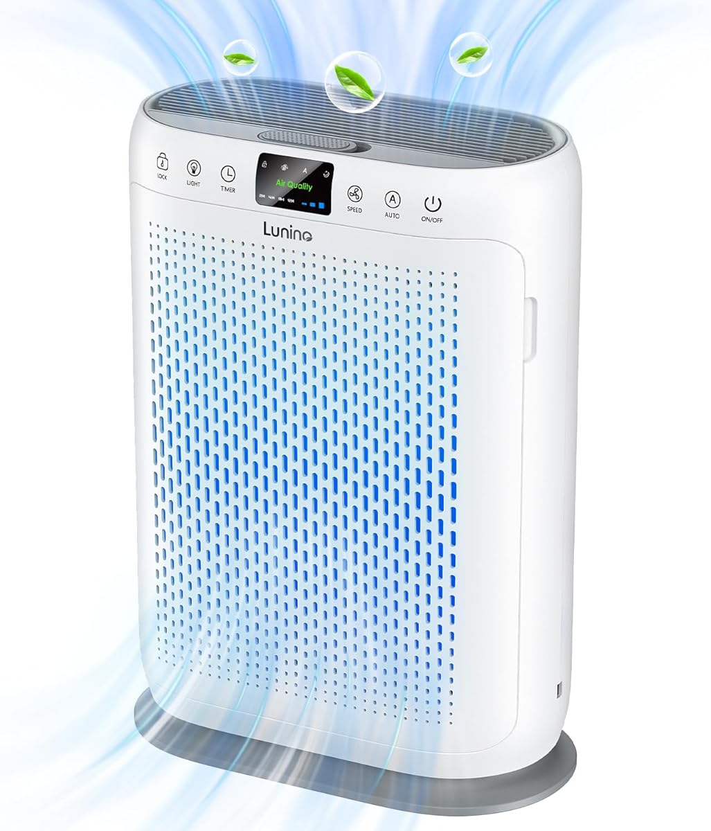 Air Purifiers for Home Large Room up to 2400sq.ft, LUNINO H13 HEPA Air Filter with PM 2.5 Display Air Quality Sensors, Aromatherapy Function, Air Cleaner for Dust, Smoke, Dander, Pets Hair, Pollen